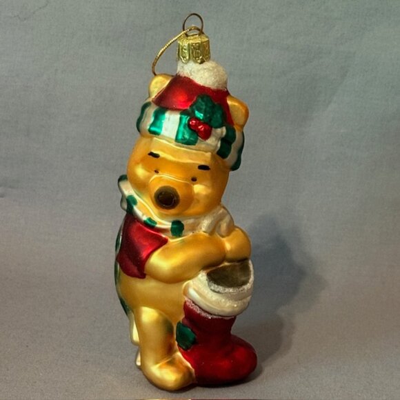 Vintage Winnie Pooh Christmas Ornament Disney Figurine Eeyore Tigger Stocking - Picture 1 of 3